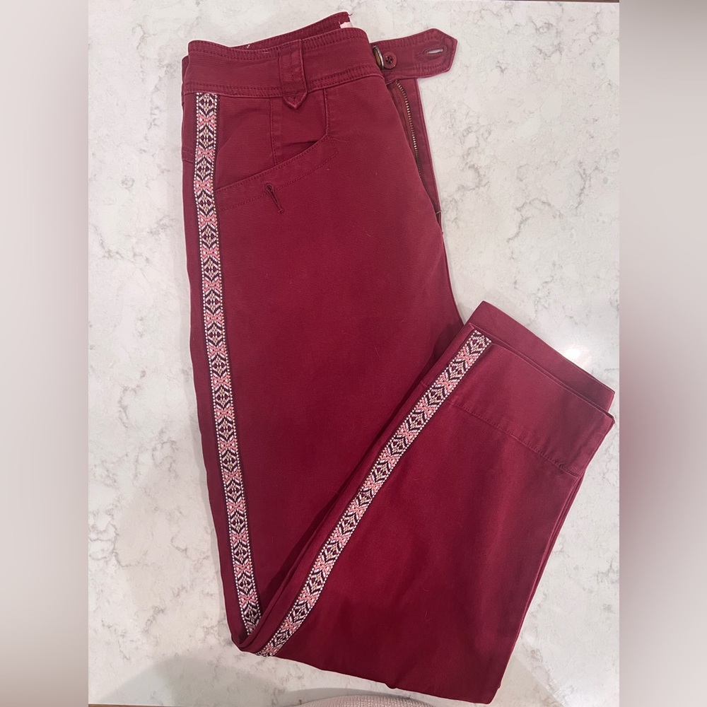 Anthropologie Tapered Side Striped Pants Straight Leg Boho Trousers